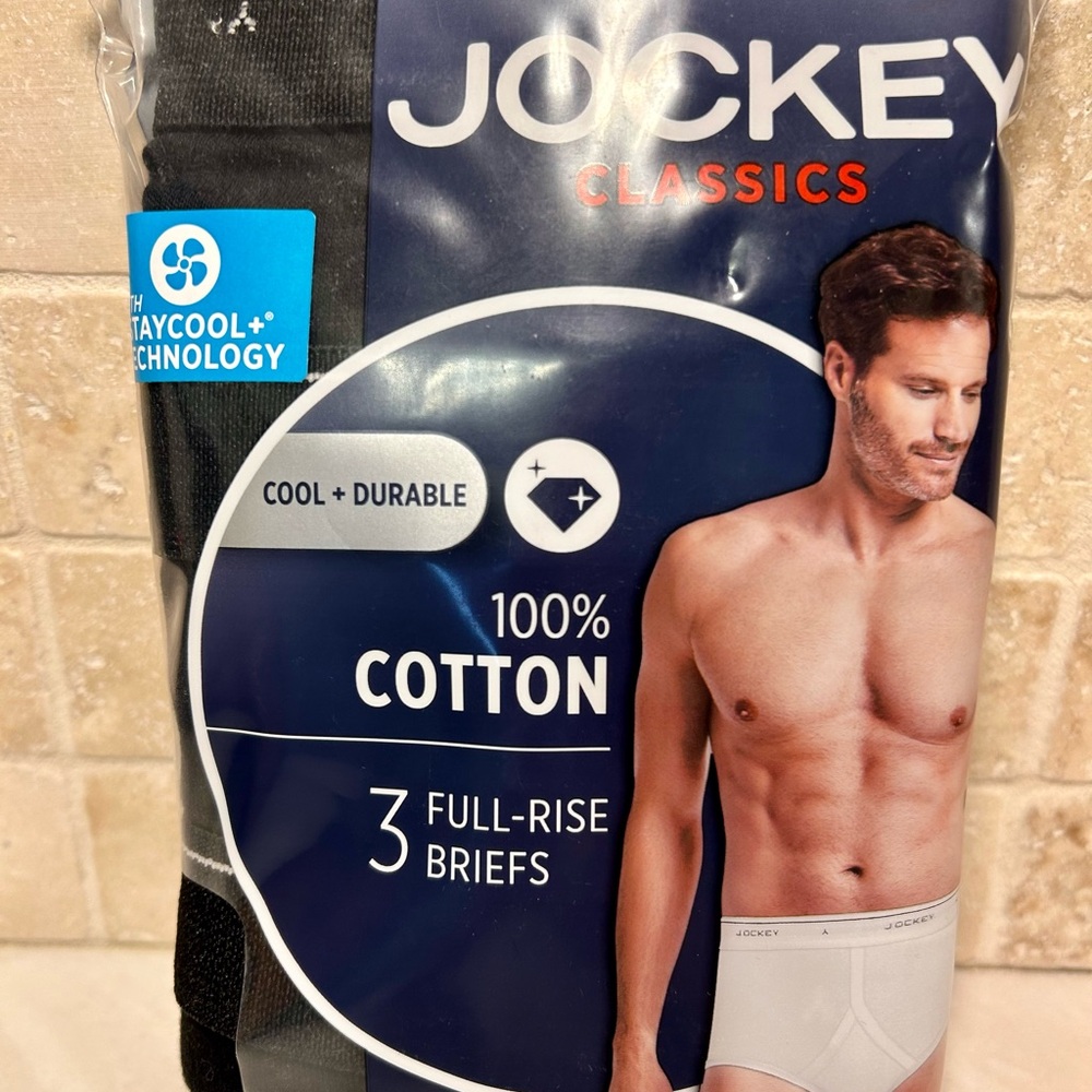Jockey Classics Black Full-Rise Briefs 3-Pack Size 38
